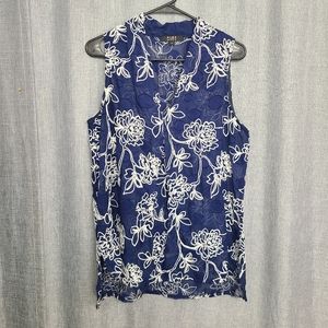 Alex marie women's blue v-neck chiffon sleeveless top L